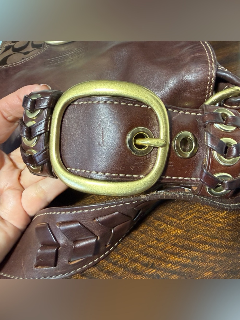 Coach Bleecker Legacy Flap Signature Canvas & Leather Shoulder Bag With Brass - Picture 9 of 16
